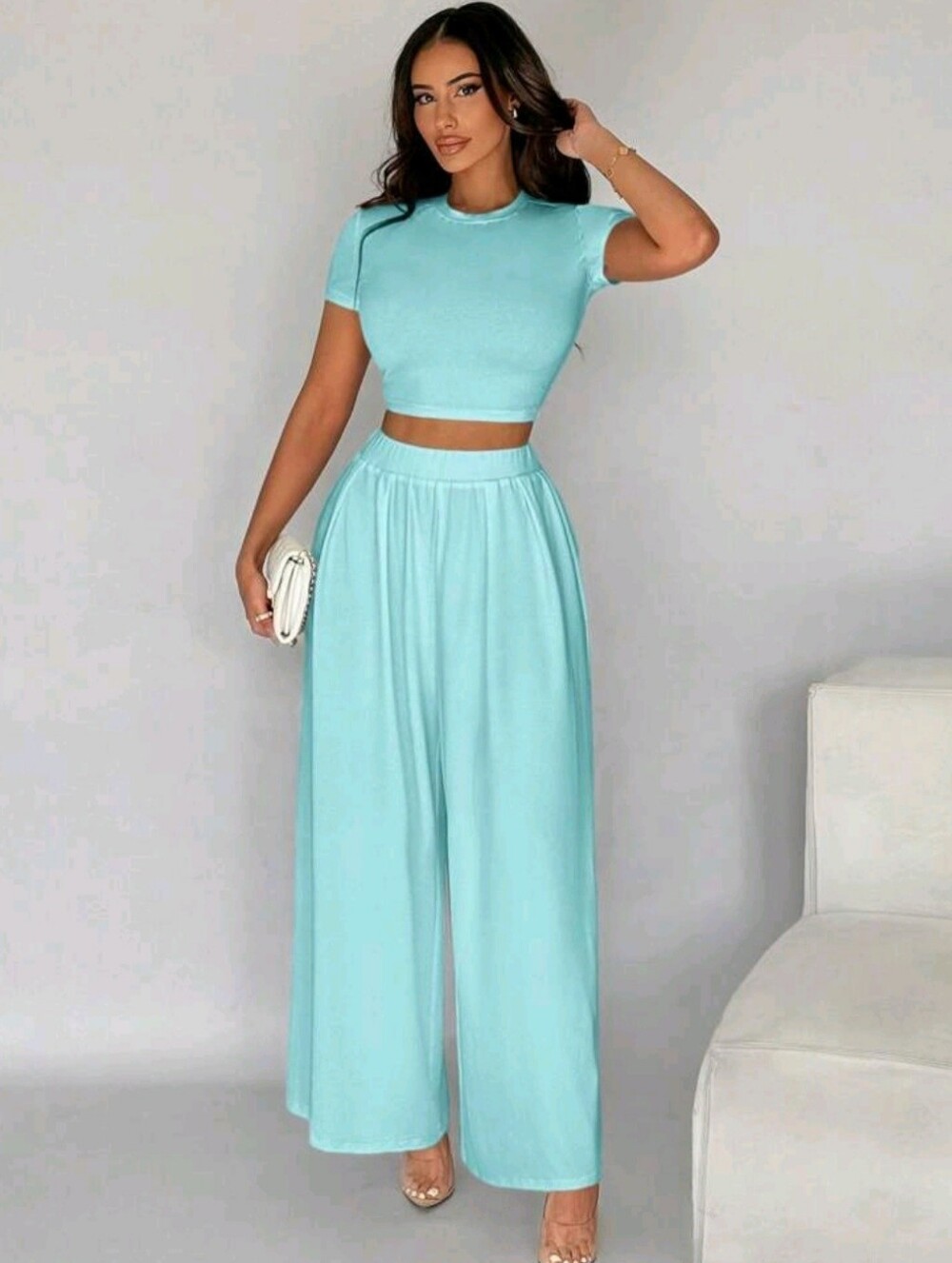 Crop Top Pants Set 2 Piece Size Medium